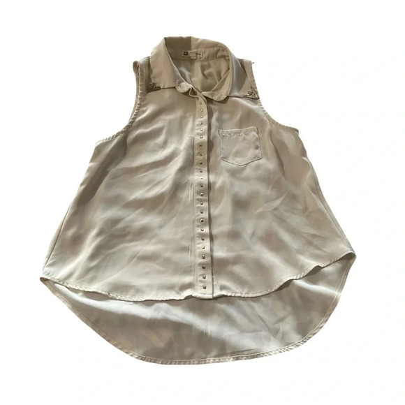 Cotton Candy women's size small sleeveless cream tunic with embellishments - Picture 1 of 5